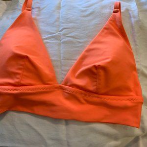 Aerie Bright Orange Longline Triangle Bikini Set L